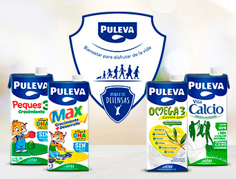 Preparado lácteo infantil de crecimiento con cereales y cacao de 12 a 36  meses Puleva Peques 3 pack de 3 unidades de 200 ml.